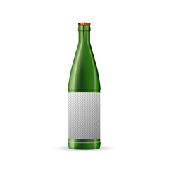 Green beer bottle template with transparent place for label isolated on white