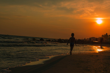 runing on the beach