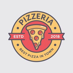 Pizza logo for fast food restaurant, simple flat style