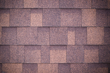 roof of new brown shingles background and texture. vignette