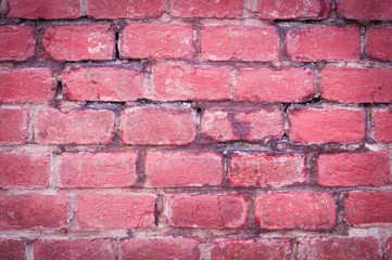 wall of red bricks texture, background, vignette.