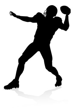 Detailed American Football player sports silhouette