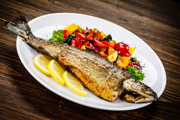 Fish dish - roast trout with vegetables