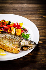 Fish dish - roast trout with vegetables