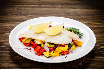 Fish dish - fried fish fillet and vegetables