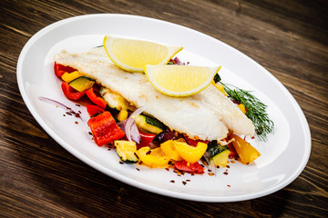 Fish dish - fried fish fillet and vegetables