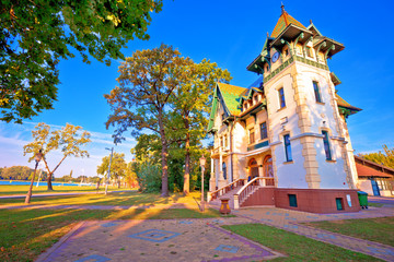 Palic lake waterfront near Subotica historic architecture view