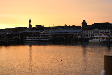 Obraz premium Sunset, Konstanz, Lake Constance