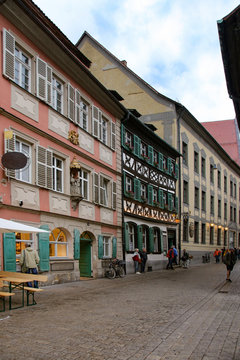 Bamberg, Altstadt, Gasse. Abenddämmerung, Bayern