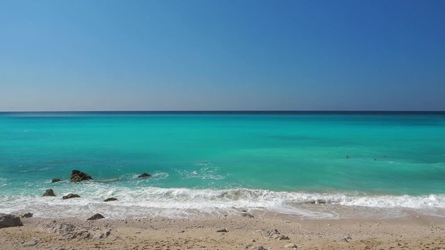 Avali beach, Lefkada island, Greece. Beautiful turquoise sea on the island of Lefkada
