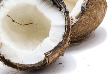 Fresh coconut on white background