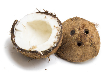 Fresh coconut on white background