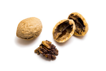 Walnut on white background