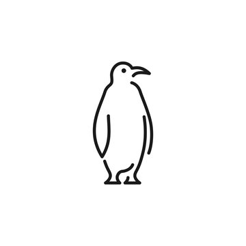 Penguin Logo Vector Icon Line Outline Monoline Illustration