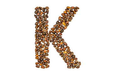 40 / 10000 АНГЛИЙСКИЙ Перевести вGoogleBing The alphabet of the pine nuts on a white background