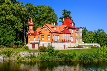 Fototapeta na wymiar Typical architecture of Kuressaare. Buildings in the historical center, Kuressaare, Saaremaa island, Estonia