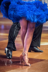 closeup of ballroom dancers legs