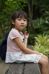 Fototapeta premium Asian child cute girl smiling happy