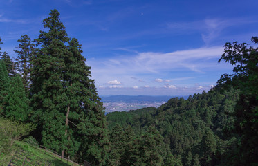 The beautiful panoramic view of Biwako lake  from Mount Hiei.