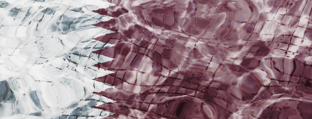 Texture of Qatar flag in the pool, water. Circles on the water