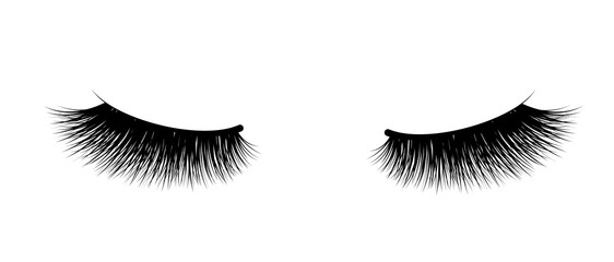 Eyelash extension. A beautiful make-up. Thick fuzzy cilia. Mascara for volume and length. - obrazy, fototapety, plakaty