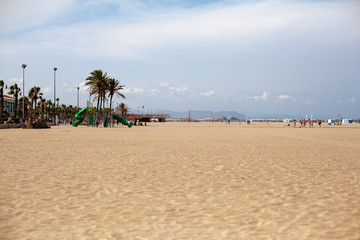 Sea front on Malvarrosa beach in the city of Valencia, Spain