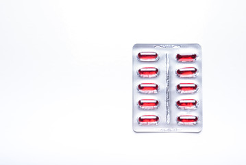 Medicine green and yellow pills or capsules