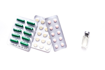 Medicine pills or capsules with bottle