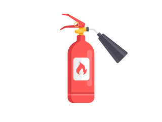 Fire extinguisher icon isolated on white. Flat design vector illustration