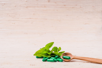 Medicine herb. Herbal pills