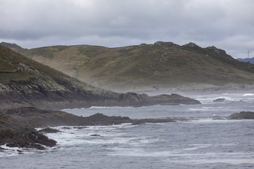 coastline near beach of crystals (praia dos cristais) in laxe in galicia,spain