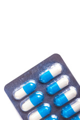 Medicine green and yellow pills or capsules