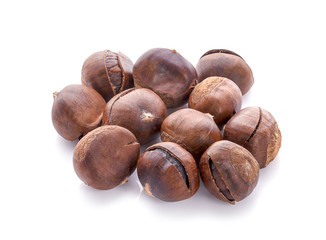 Chestnuts on white background.