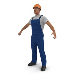 Construction Worker with Hardhat Standing Pose On White