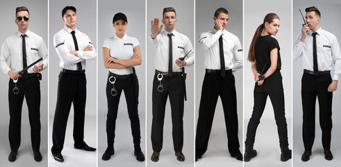  Set with security guards on light background