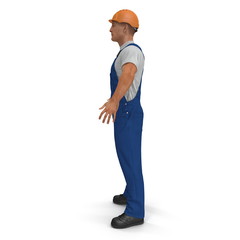 Construction Worker with Hardhat Standing Pose On White