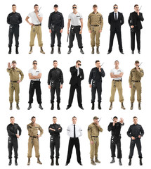  Set with security guards on white background