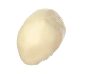 Fototapeta na wymiar Delicious fresh mozzarella ball on white background