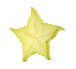 Fototapeta premium Slice of juicy carambola on white background