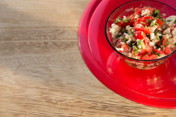 Salad bowl on the table