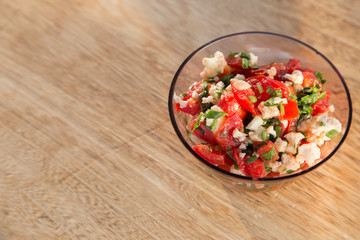 Salad bowl on the table