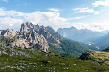 Rugged Mountain Ranges in Tre Cima Natural Park Area in the Italian Dolomites.