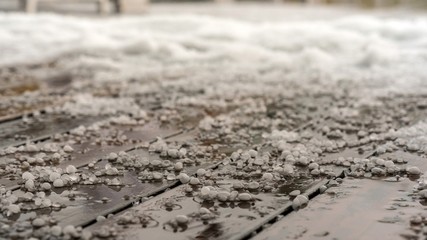 Hailstones on the floor, autumn in Krasnaya Polyana