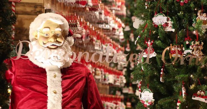 4k real video Christmas and Santa Claus decorations