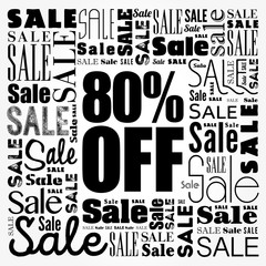 Obraz premium 80% OFF Sale word cloud collage, business concept background