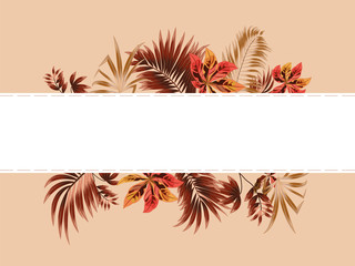 Vector tropical jungle frame with palm trees and leaves