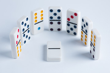 Domino tiles on white background