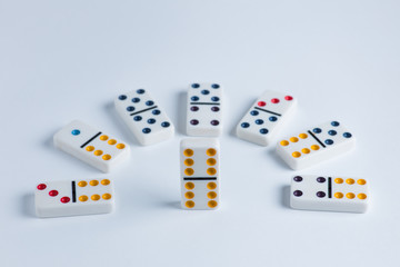 Domino tiles on white background