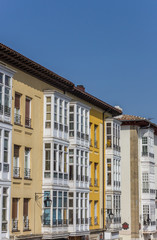 Fototapeta na wymiar Traditional bay windows in Basque capital Vitoria-Gasteiz, Spain