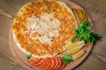 Traditional turkish lahmacun pide